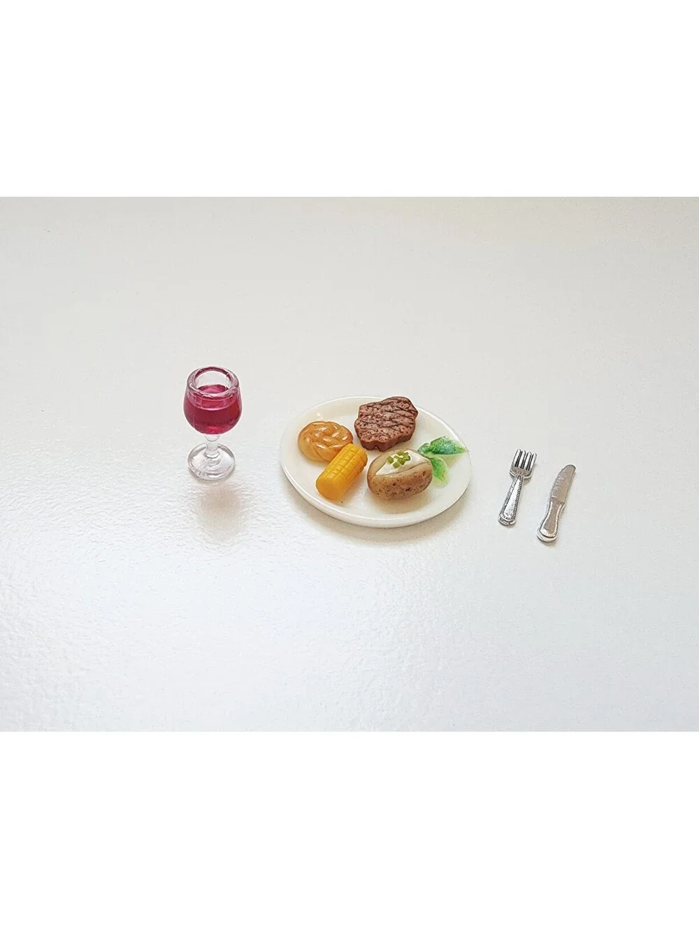 Miniature Dollhouse Food Steak and Baked Potato Dinner